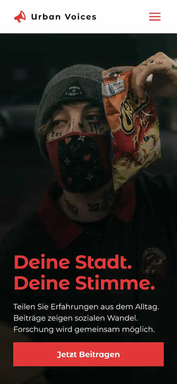 Mobile Ansicht der fAIr Research Startseite mit Logo, Slogan, Kurzbeschreibung und zwei Aktionsbuttons.